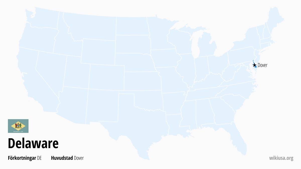 Karta över delstaten Delaware | Var ligger Delaware? | Delaware i USA – karta, städer, förkortning och vad man kan se