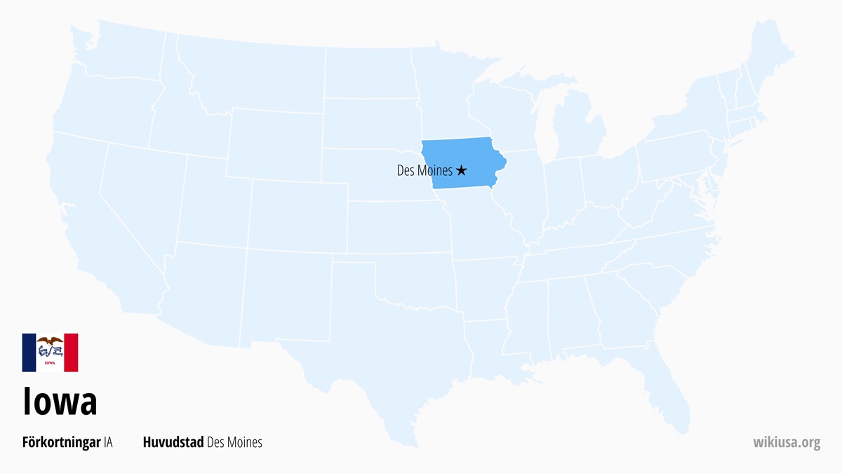 Karta över delstaten Iowa | Var ligger Iowa? | Iowa i USA – fakta, vädret, vad man kan se