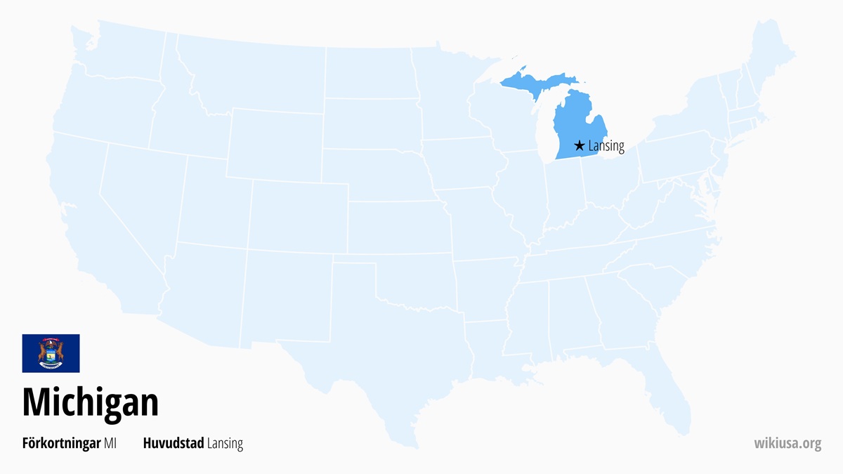 Karta över delstaten Michigan | Var ligger Michigan? | Michigan i USA – karta, förkortning, fakta och städer