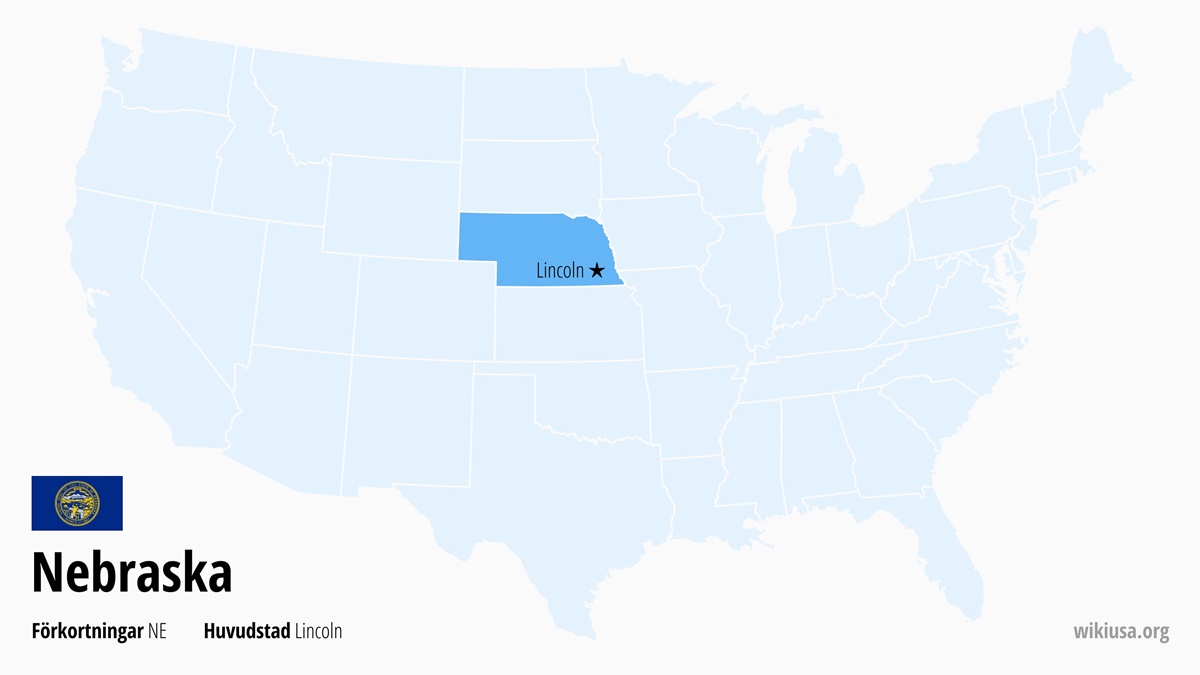 Karta över delstaten Nebraska | Var ligger Nebraska? | Nebraska i USA – karta, fakta, huvudstad och största städer