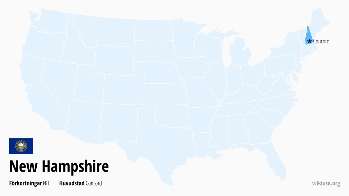 Karta över delstaten New Hampshire | Var ligger New Hampshire? | New Hampshire i USA – fakta, karta, städer och förkortning