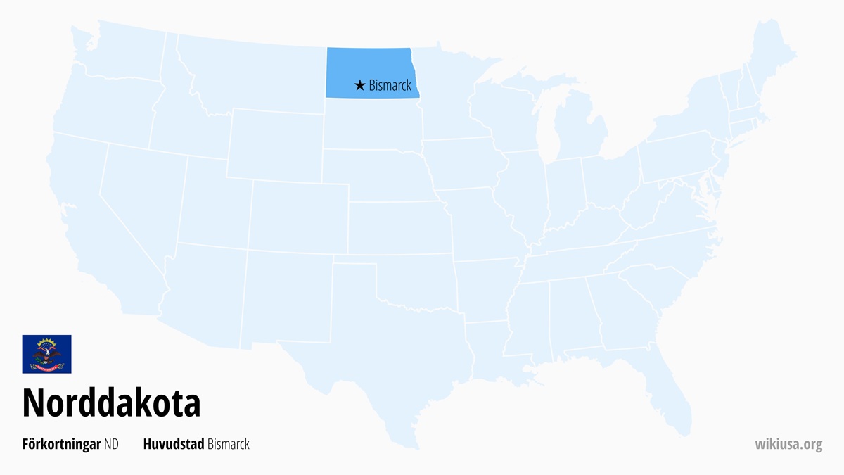 Karta över delstaten Norddakota | Var ligger Norddakota? | Norddakota i USA – fakta, karta, största städer och huvudstad