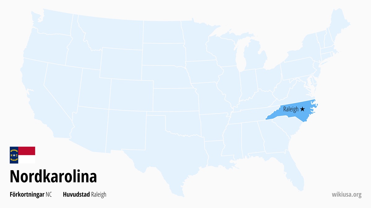 Karta över delstaten Nordkarolina | Var ligger Nordkarolina? | Nordkarolina i USA – fakta, karta, städer och vad man kan se