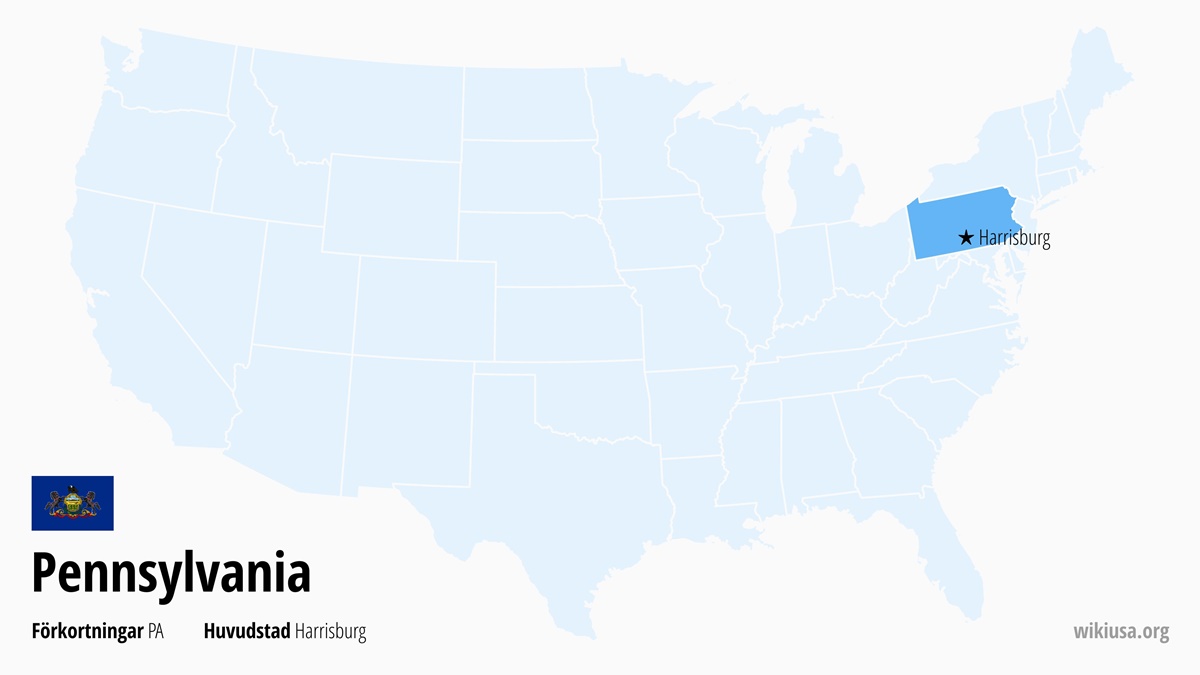 Karta över delstaten Pennsylvania | Var ligger Pennsylvania? | Pennsylvania i USA – karta, huvudstad, städer och fakta