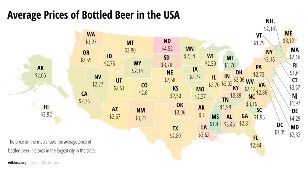 Priset på alkohol i USA 2025 – hur mycket kostar öl och vin? | © Petr Novák